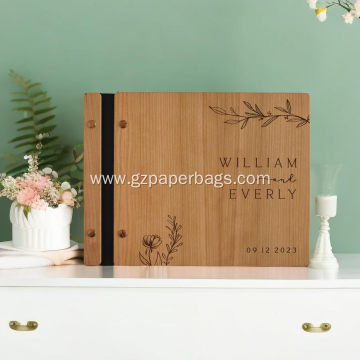 Personalized Wooden Cover Wedding Guest Book Signature Book